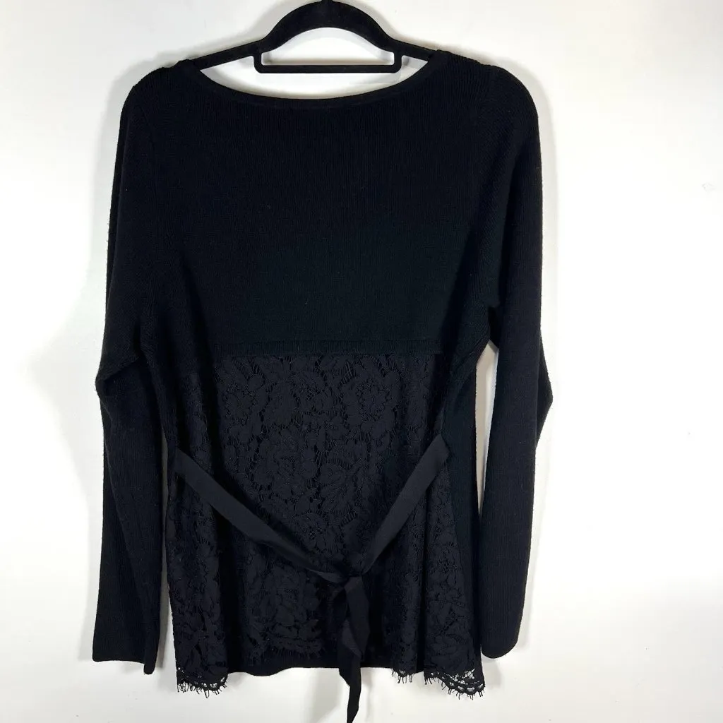 White‎ House Black Market Black Lace Back Sweater Women’s Size Large Elegant - Image 6