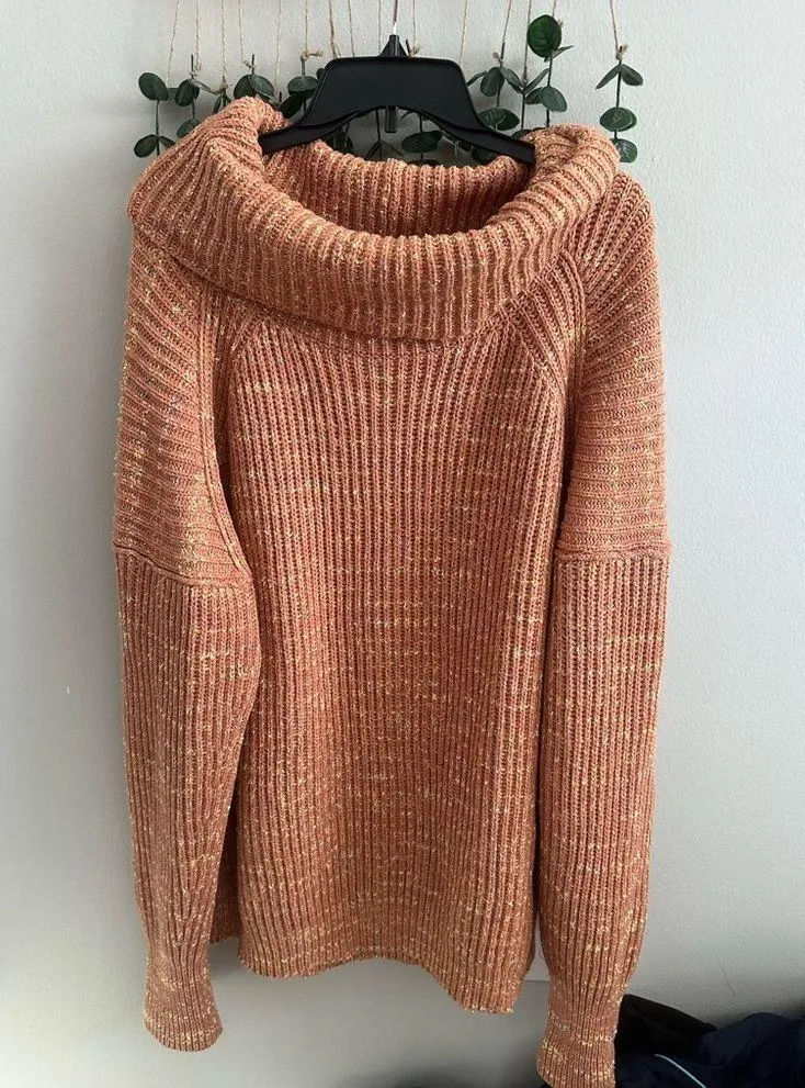 Brand new Orange chunky oversized Free People Womens Leo Cowl Neck Tunic Sweater - Image 3