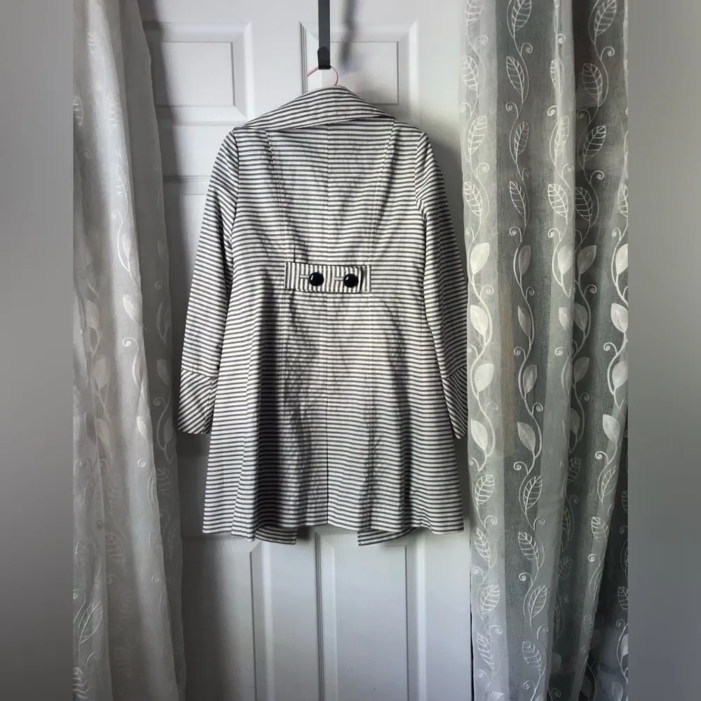 The limited Striped Women's double breasted trench Coat size XS 100% cotton - Image 11