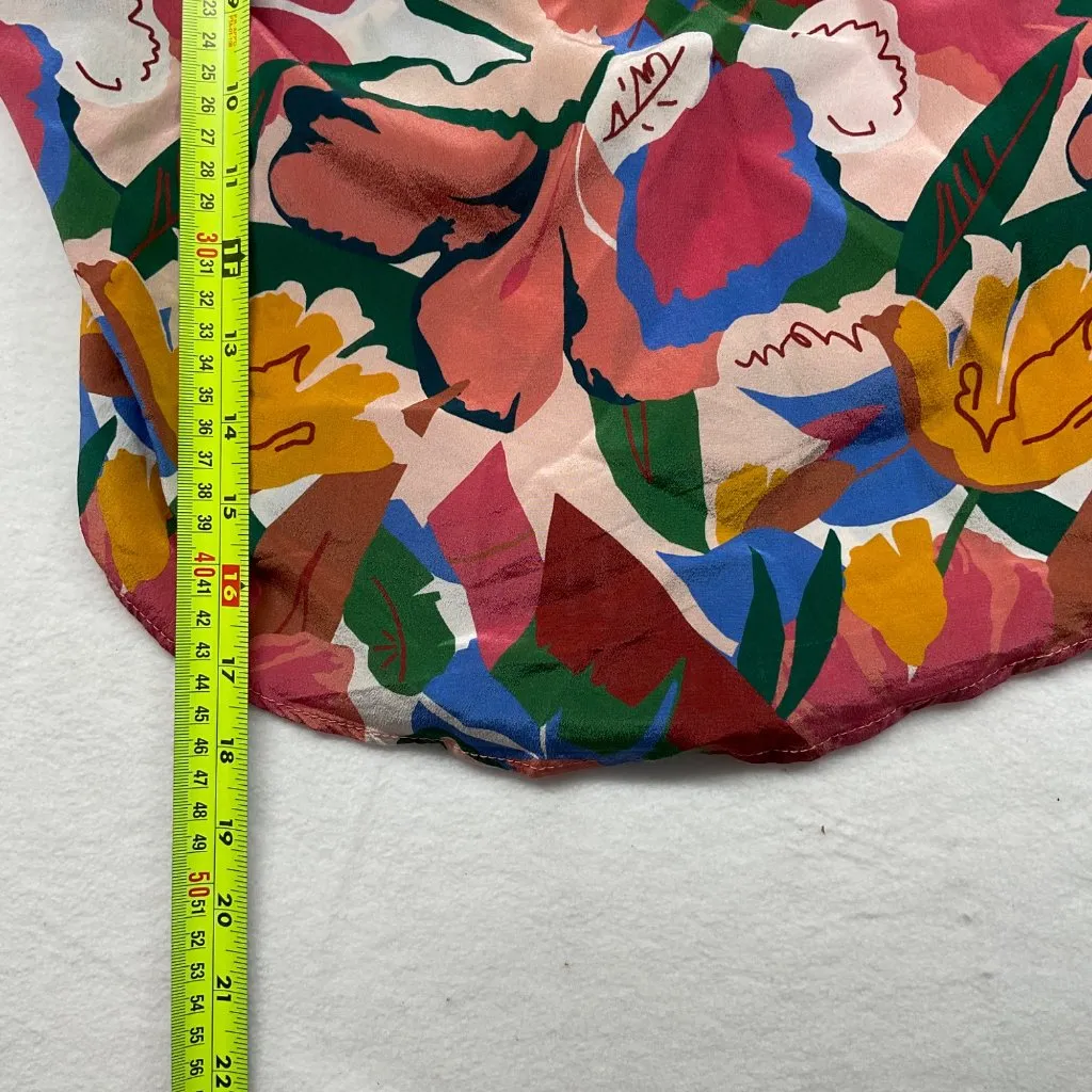 RARE Sezane Florence Shirt Silk blue pink white yellow floral SZ34 bust34 US2 - Image 6