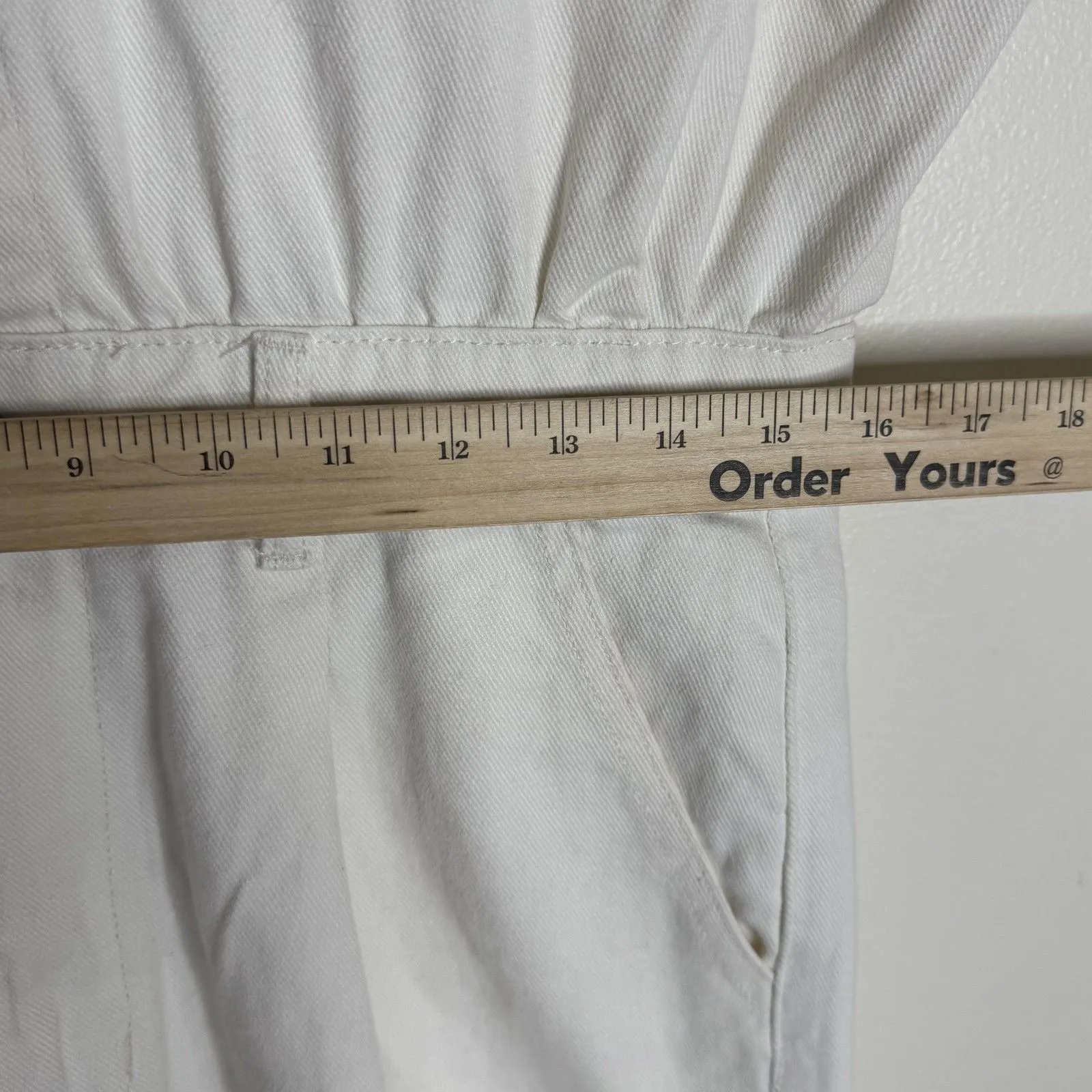 BLANKNYC Romper Womens Medium Off White Denim Short Sleeve Button Front Pockets - Image 8