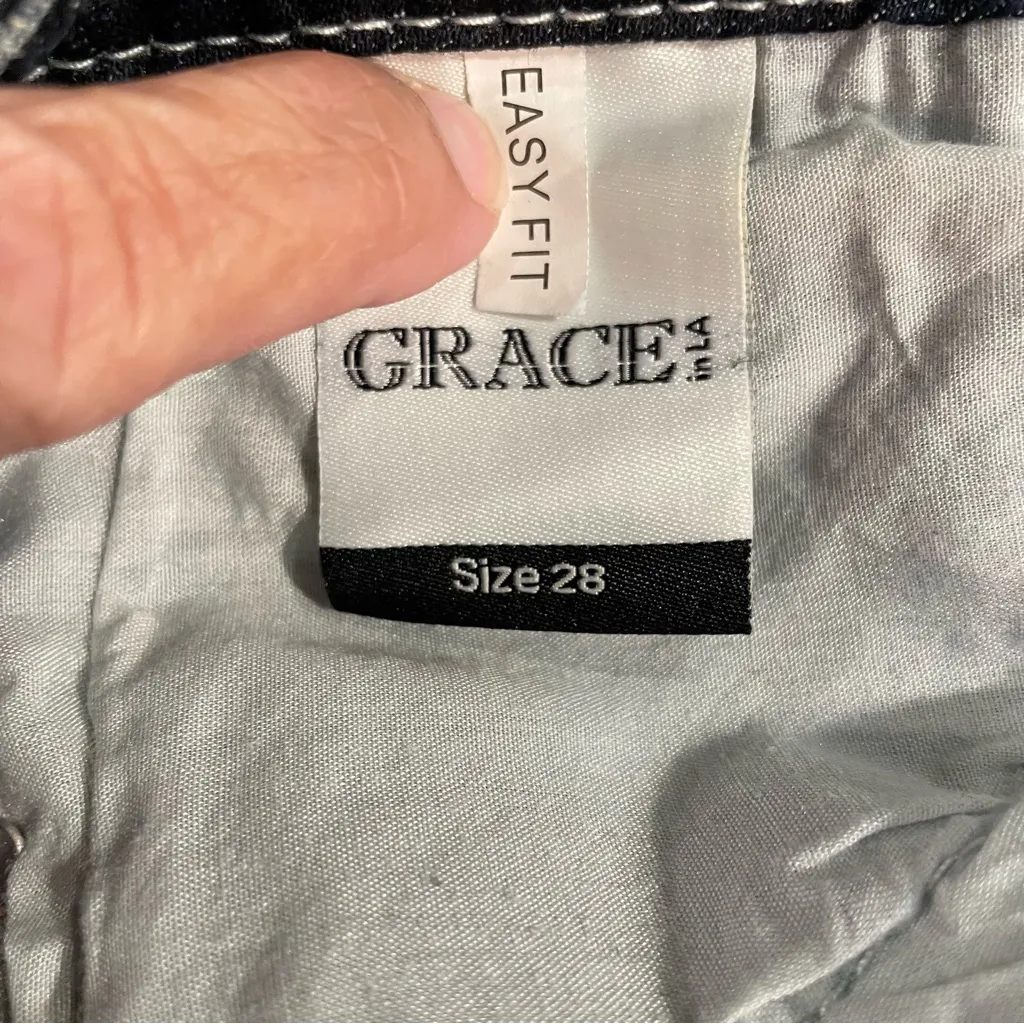 Grace in LA Women Capri Jean NWT Dark Wash Sz 28 Easy Fit Stretch Denim  Western - Image 5