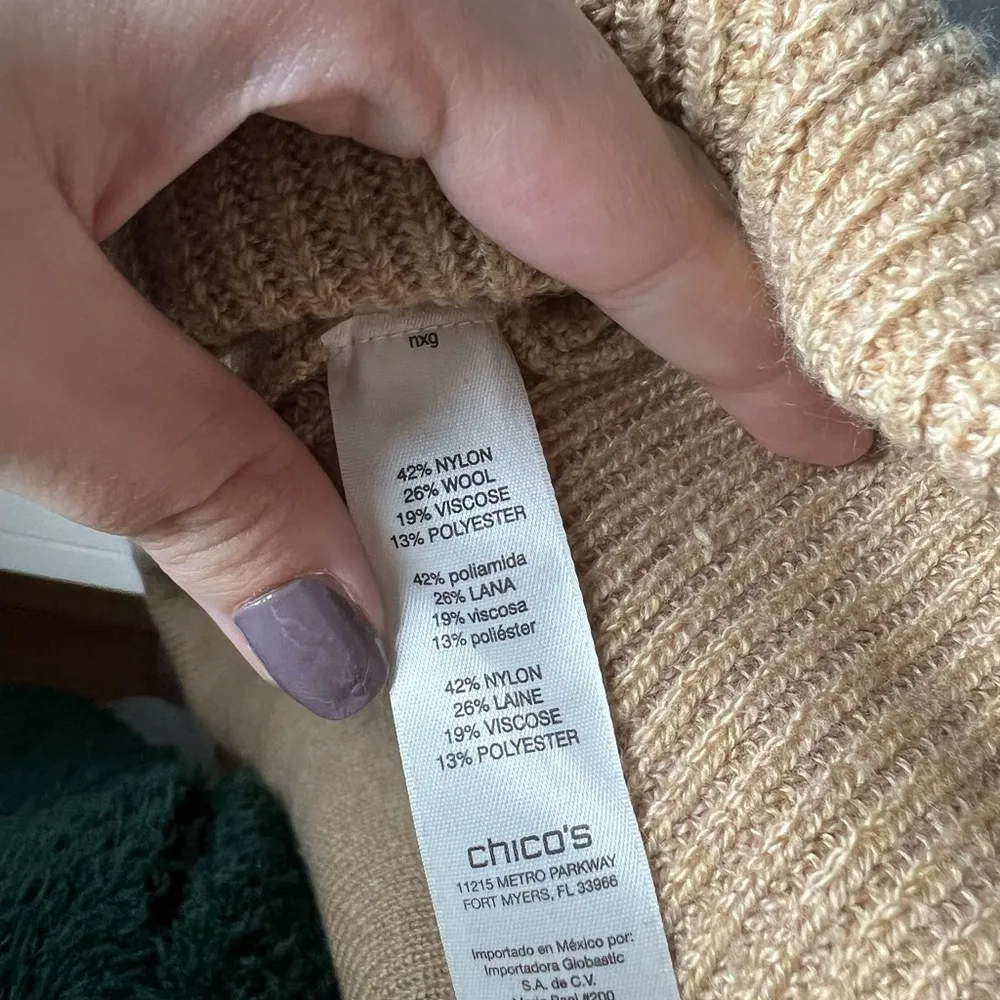 Chicos Elle Wool Pullover Sleeveless Sweater Brown Minimalist City Chic Size L - Image 6