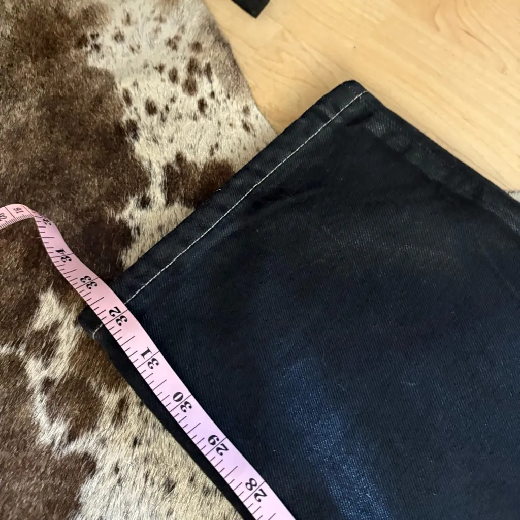 REFORMATION Cynthia High Rise Straight Jeans‎ In Glossy Black Size 30 - Image 10