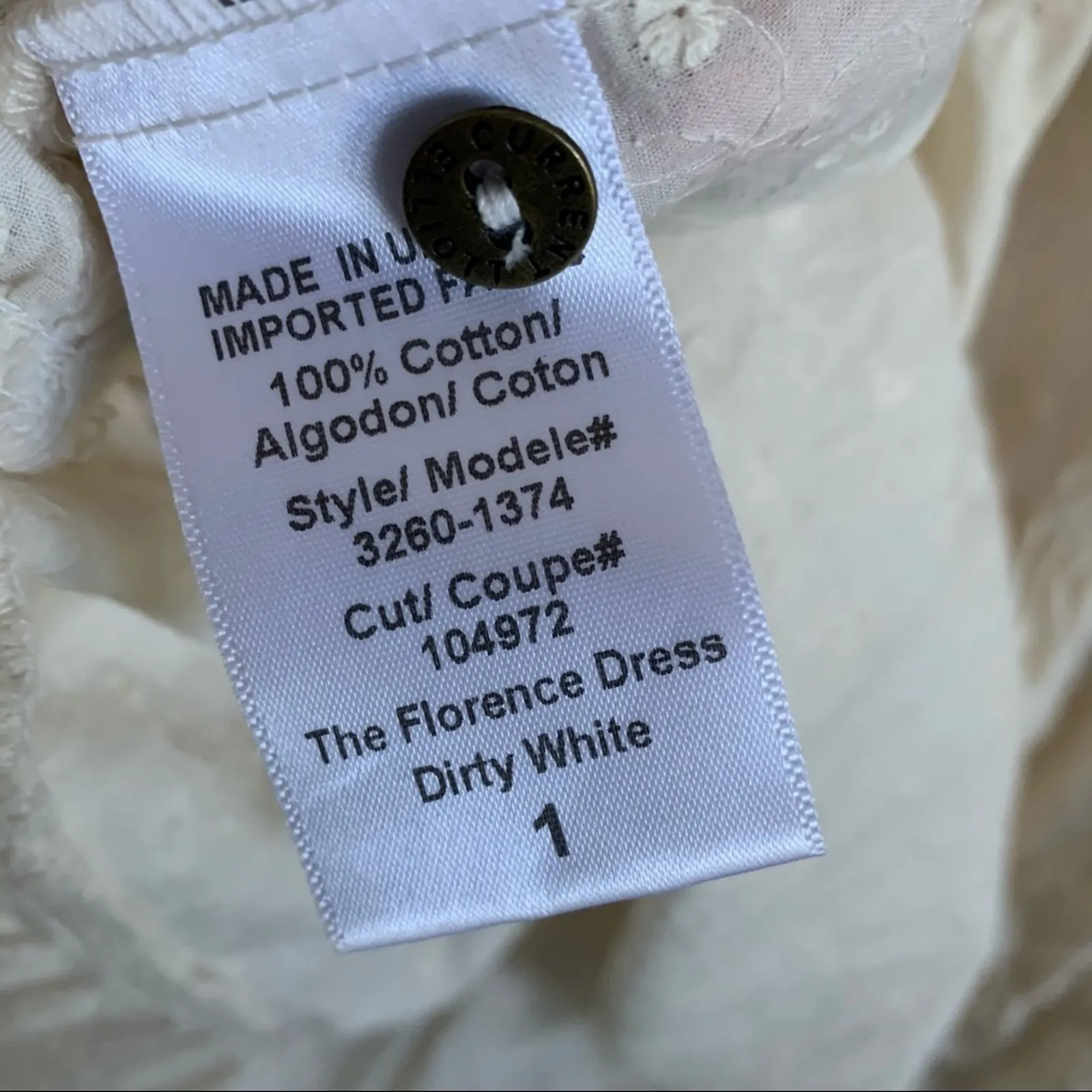 Current/Elliott  Florence Dress Ivory Small - Image 12