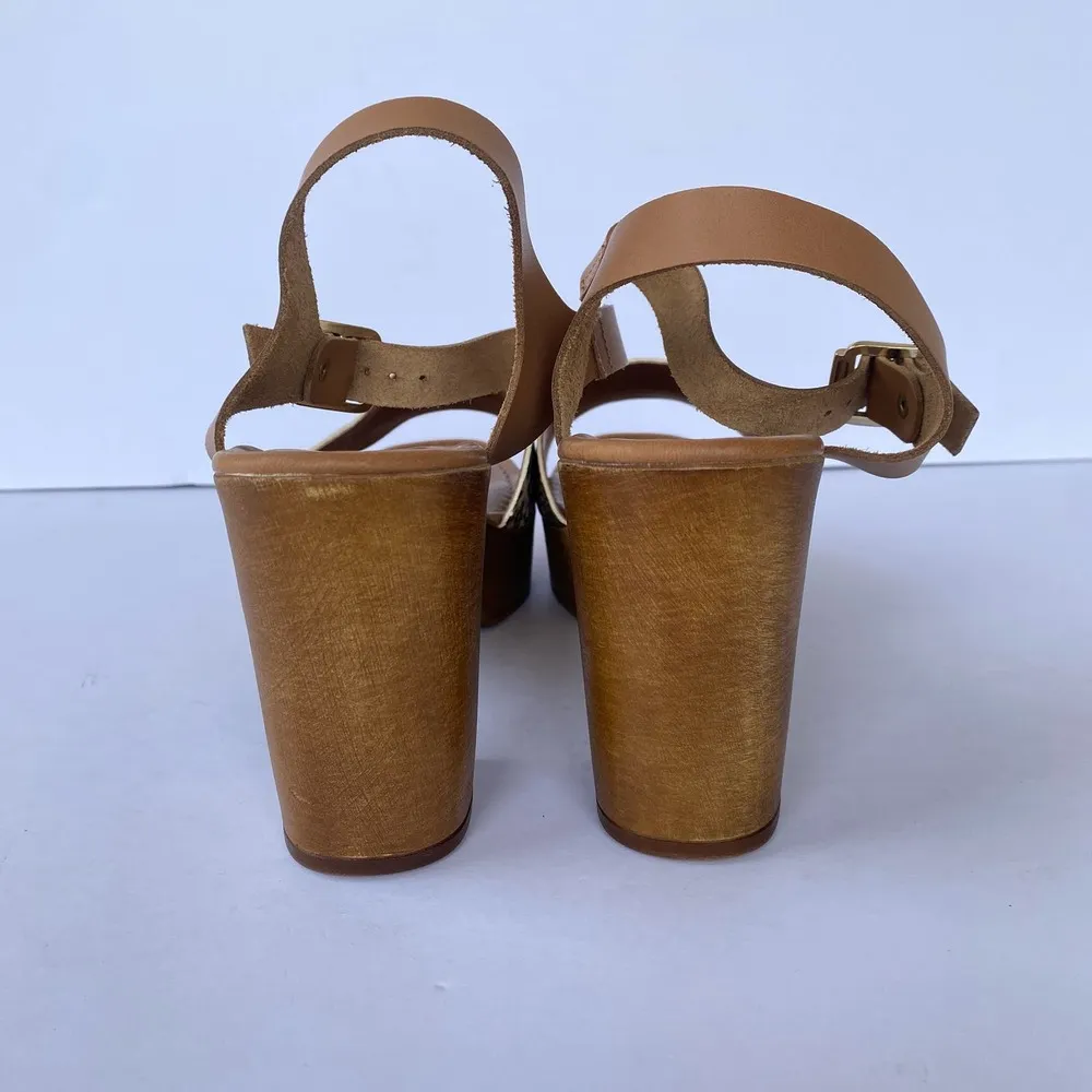 ANTHROPOLOGIE Seychelles Jump For Joy Platform Sandal Beige Python Size 9 - Image 6