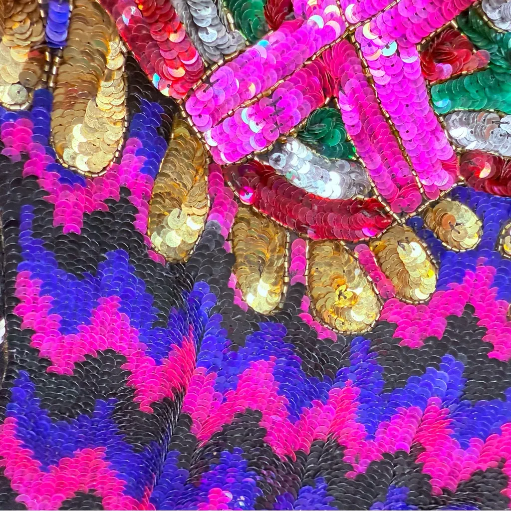 Vintage 1980’s bright Sequin Shimmer Long sleeve Jacket Blazer Cardigan sweater Pink Size M - Image 7