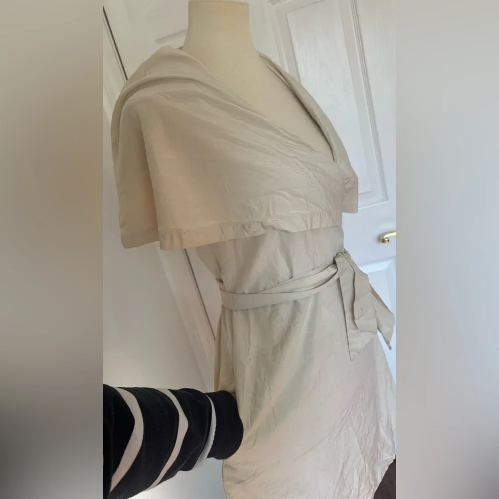 Harvey Faircloth Wrap Dress Exaggerated Collar Silk Cotton Luxe Old Money Size 4 - Image 2