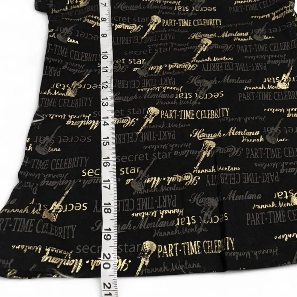 VTG Hannah Montana All Over Print Baby Tee XS Black - Image 6