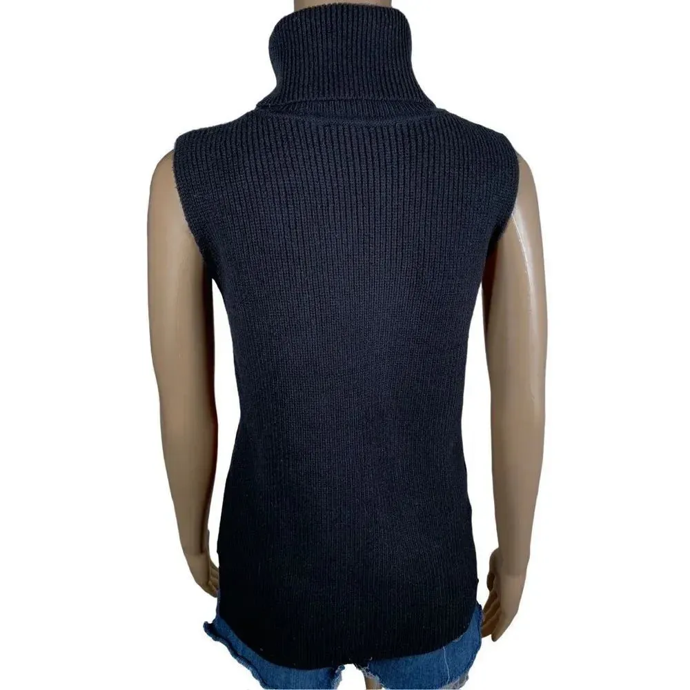 French Connection Women's Black Abel Wool Sleeveless Knit Sweater Vest - Image 2