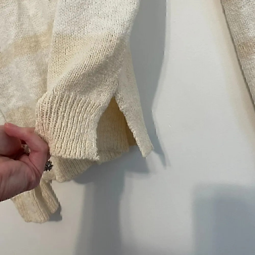 HEM & THREAD ALTAR'D STATE Cream White Striped Lace Up Knit Pullover Sweatshirt - Image 9