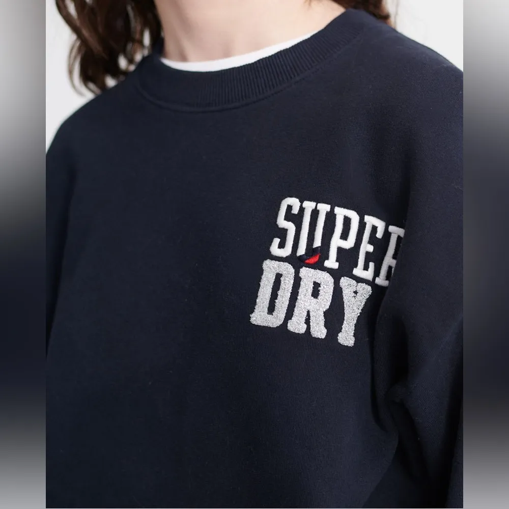 Superdry SDQB Superset Crew Sweatshirt navy blue size small - Image 2
