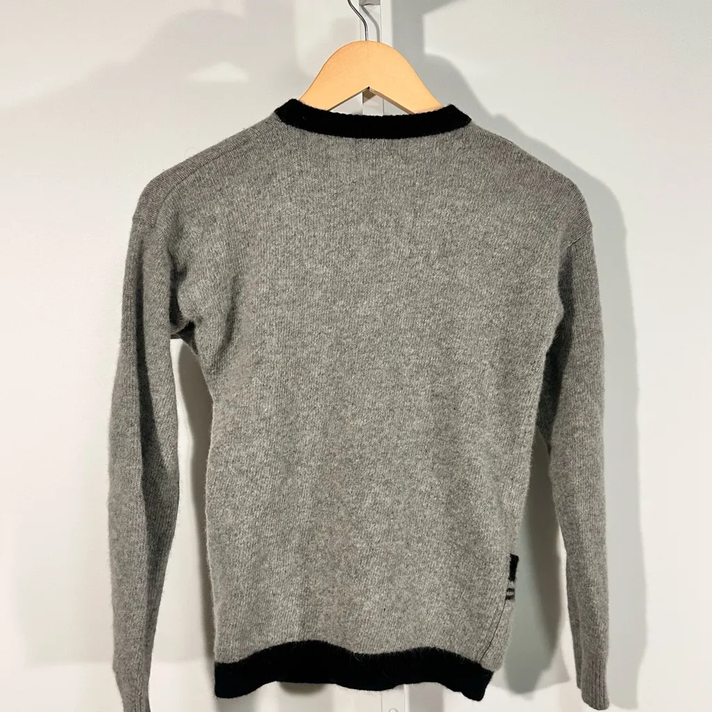 80’s angora Peter B’s General Store Vintage Gray Wool Cardigan Made in Hong Kong Black - Image 2