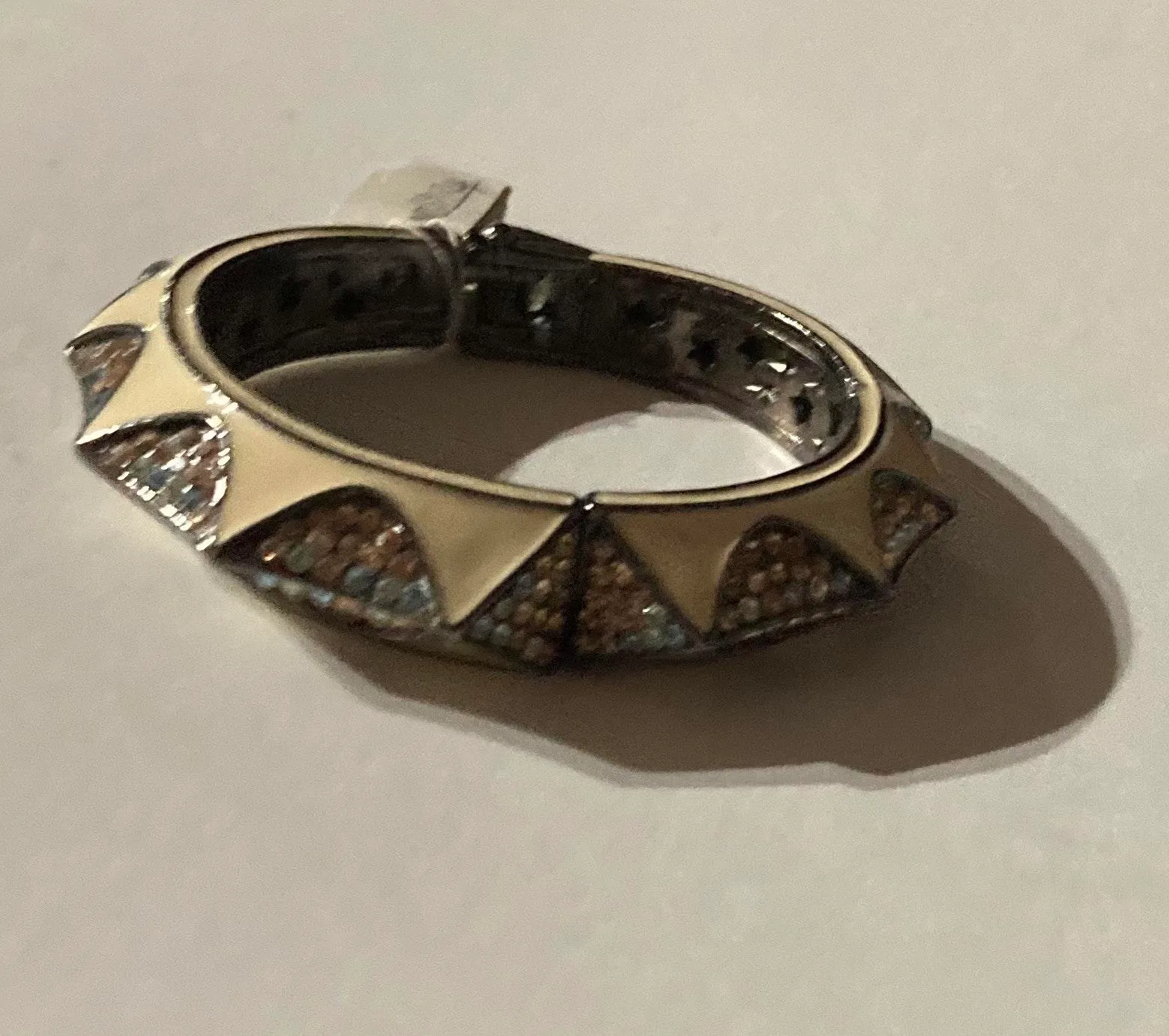 Savage Beauty Gunmetal Orange and blueCrystal Fashion Bracelet Tan - Image 2