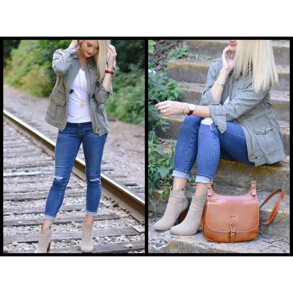 💕JOIE💕 Neutral Comfy Ankle Beige Suede Booties Cement 41 - Image 4