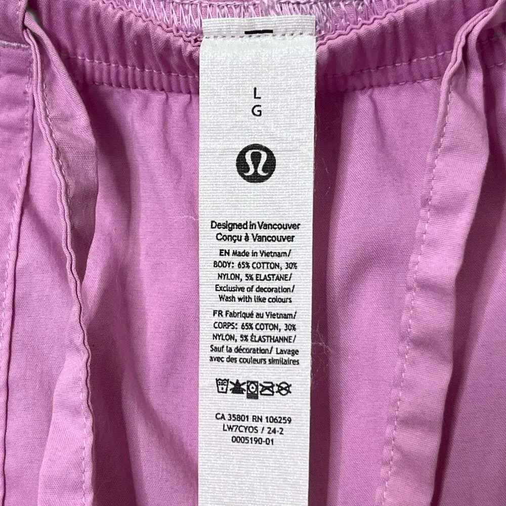 Lululemon High Rise Poplin Pants Women’s Size Large Quick Drying Cotton Blend Pink - Image 7