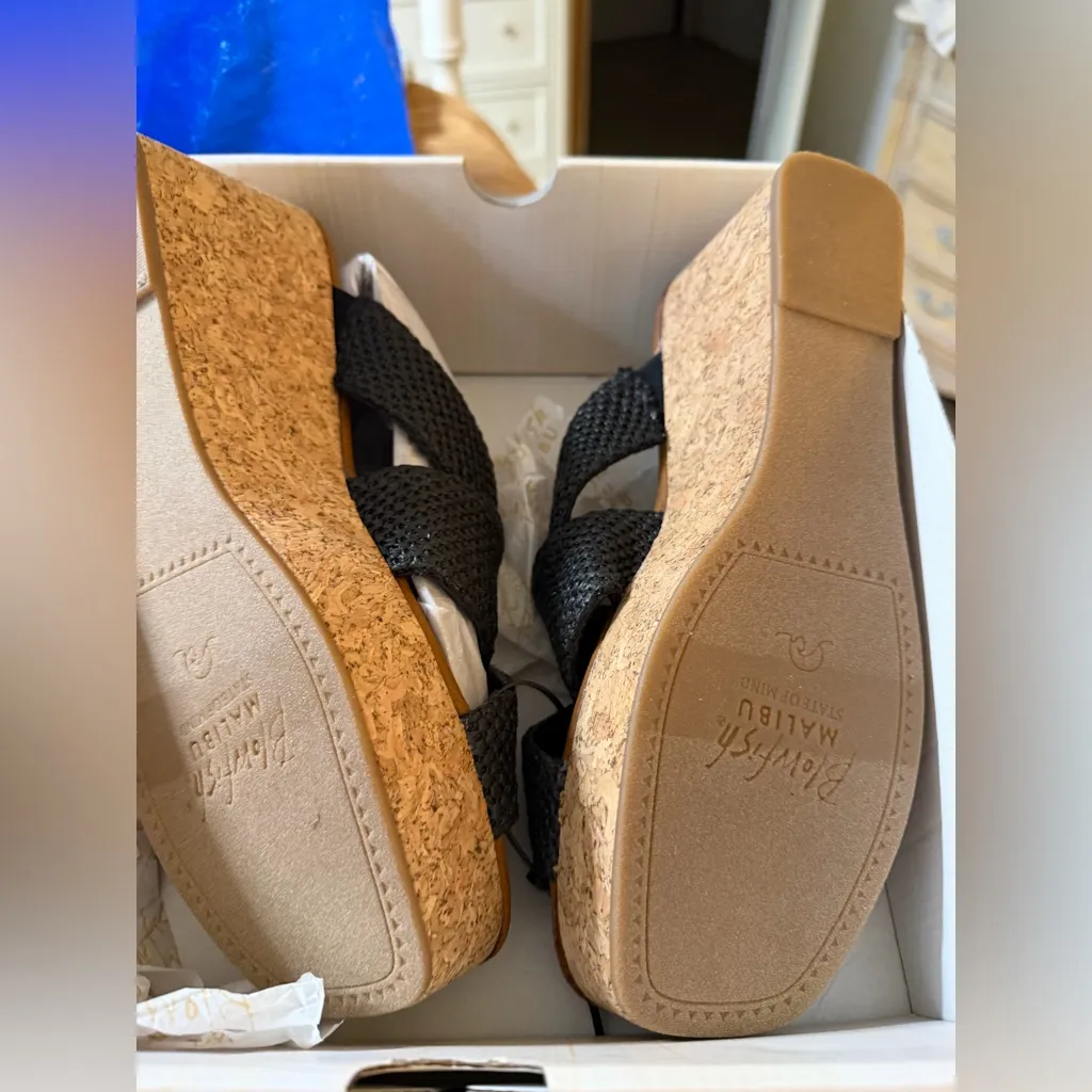 NEW Blowfish Malibu Black Abi Slide Wedge Heel Sandal 11 $85 Tan - Image 6