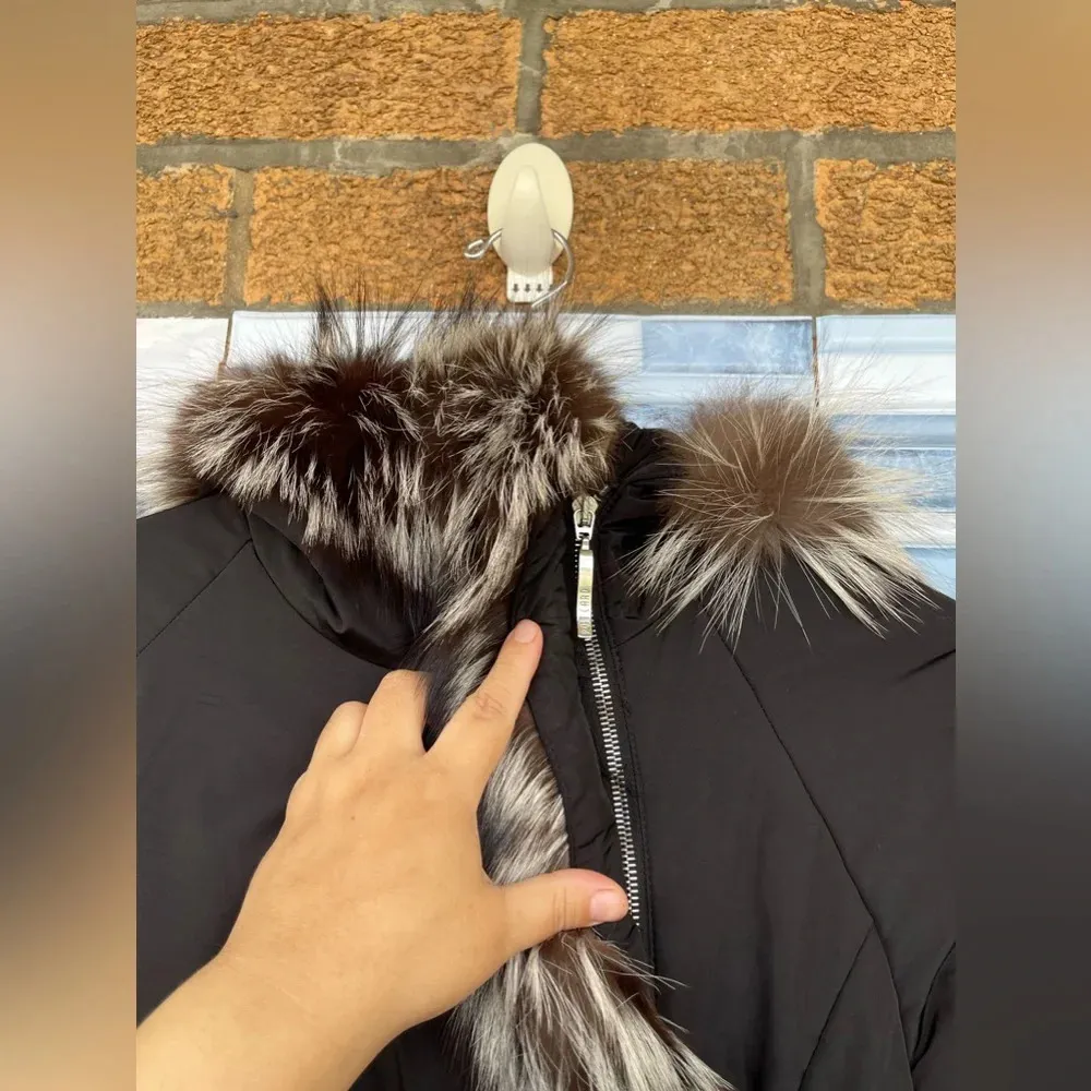 POST CARD FOX FUR TRIM JACKET SIZE 8 Black - Image 9