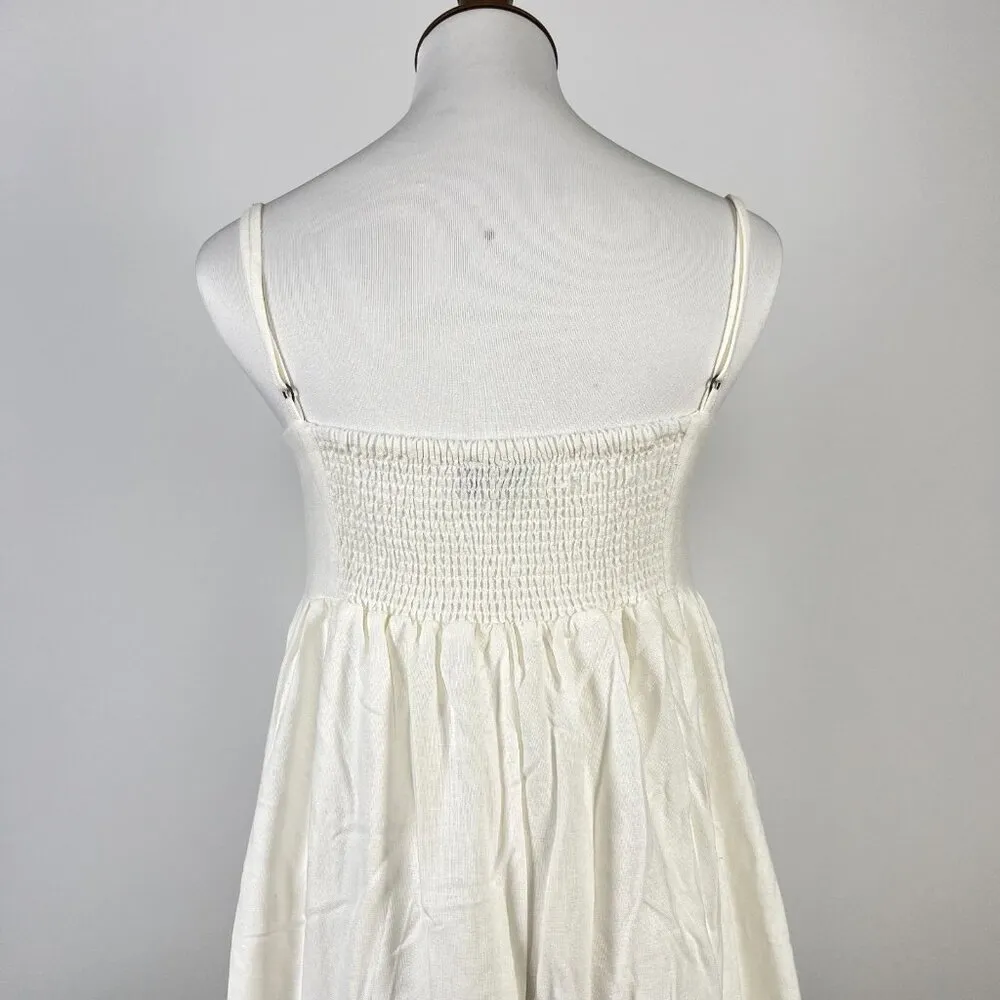 NWOT Farm Rio Linen Blend White Sleeveless Maxi Dress Size L - Image 9