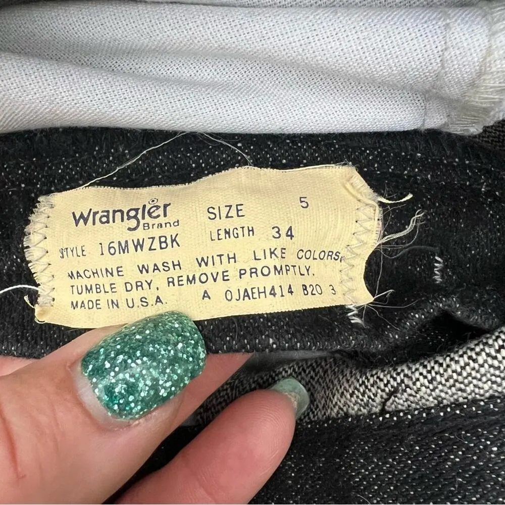 Vintage 80s Wrangler Black High Rise Wedgie Cowgirl Western Jeans 25x36 - Image 2