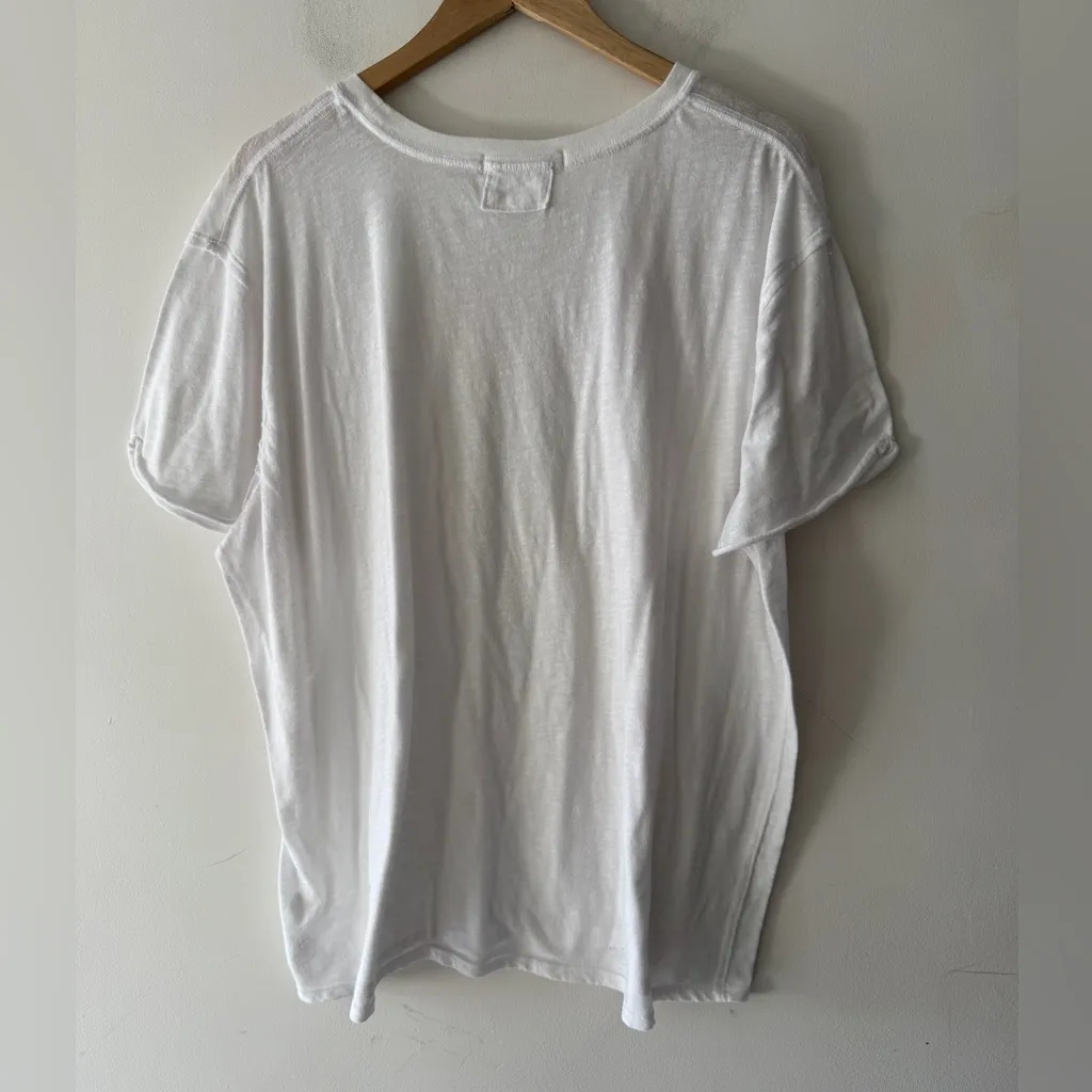 We The Free White Flowy Oversized Comfy Soft Short Sleeve Tee - Image 3