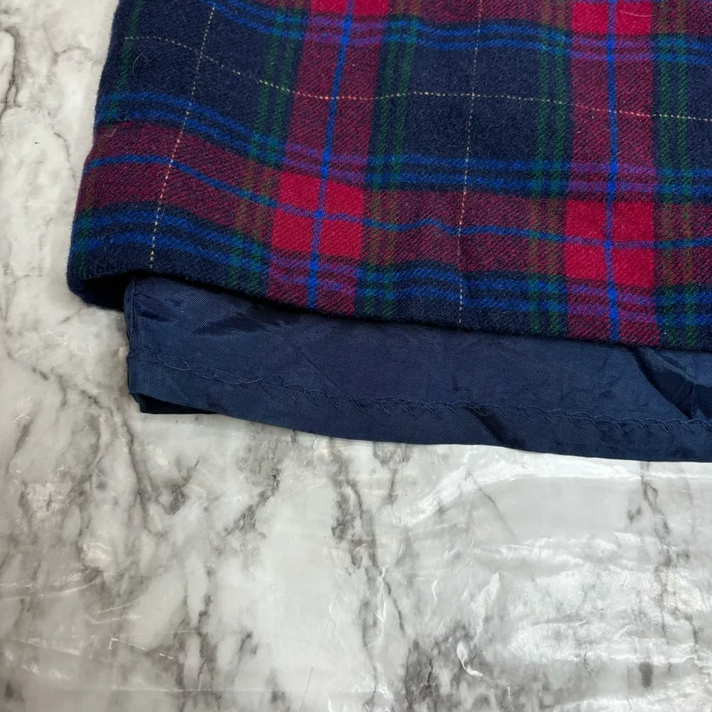 Pendleton vintage plaid Skirt pure Wool navy red blue 26 waist Flaw- liner - Image 7