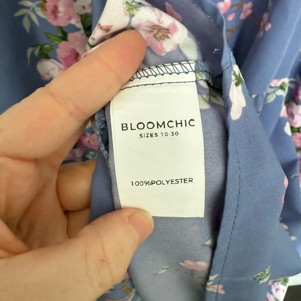 Bloomchic Women’s 26 Floral Cottagecore Tiered Faux Wrap Dress Ruffle Romantic - Image 4