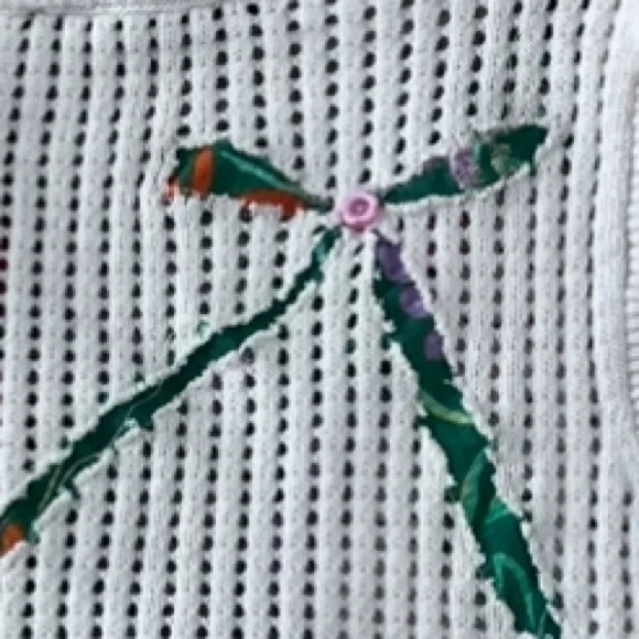 Reworked cotton vest bow detail hand made Green Size L - Image 3
