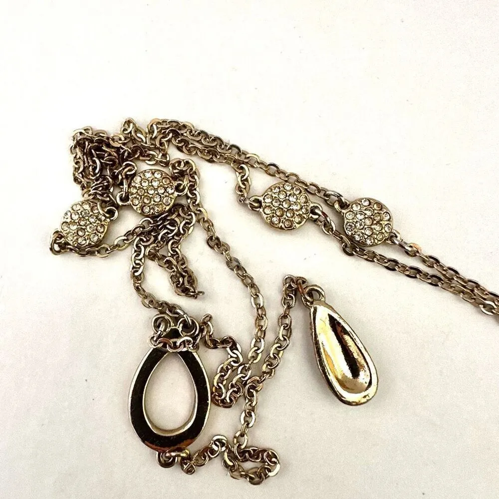 White House Black Market gold rhinestone long Y necklace - Image 9