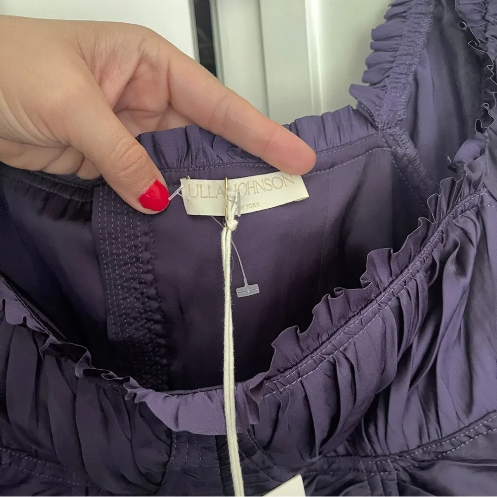 NWT Ulla Johnson Purple Mia Blouse Long Sleeve Satin Bustier Peplum - Image 3