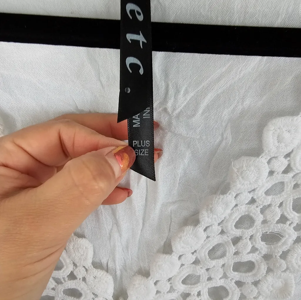 Etc White Sheer Blouse LSwimsuit Coverup Size 1X - Image 4