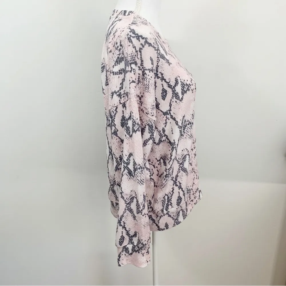 Sundry Pink Gray Snake Print Drapey Pullover Sweatshirt Size 1 Small - Image 11