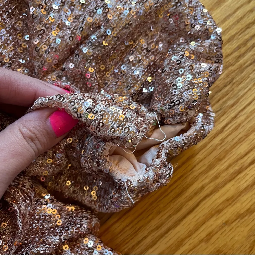 Princess Polly Dancing Queen Sequin Mini Dress Champagne Size 4 - Image 7