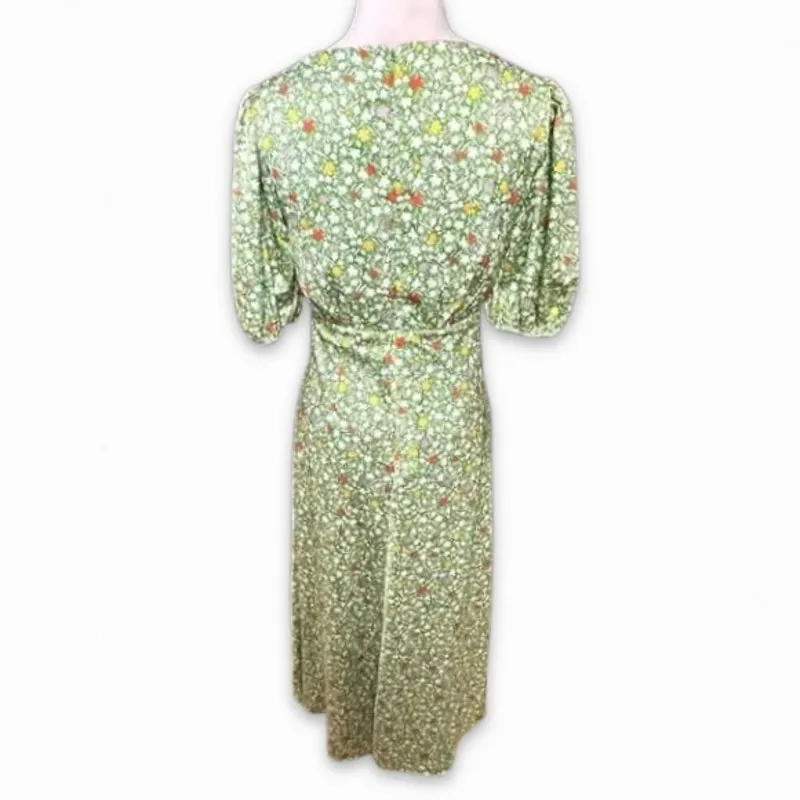 Alexia Admor Floral Midi Dress Lorelei Bubble Sleeve V-Neckline Green W US 6 NWT - Image 5