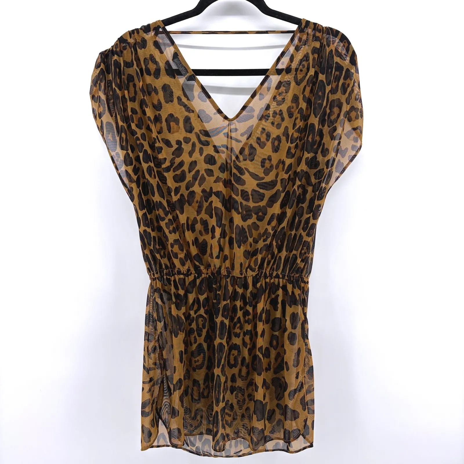 Lauren Ralph Lauren Women's Leopard Print Sheer Mesh Swim Cover Up- Fits Small - Image 7