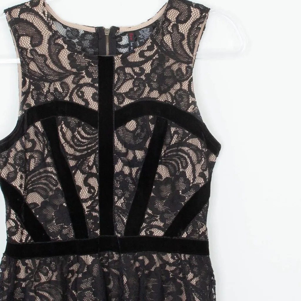 Fire Los Angeles Womens Sleeveless Lace Velvet Mini‎ Dress Size S Goth Witchy - Image 2