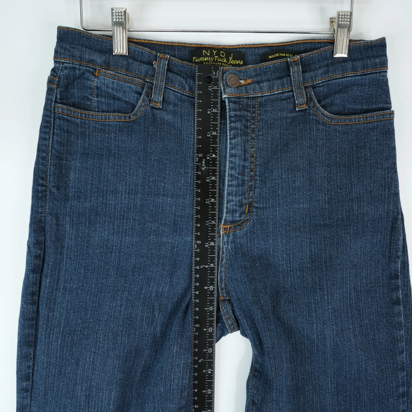 NYDJ Jeans Womens 8 (29x32) Blue Dark Wash Bootcut Stretch High Rise 700 Mom - Image 9