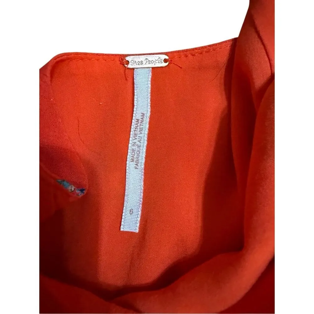 🌺NEW Free People Mockingbird Coral Red Floral Print Backless Mini Dress Sz 6 - Image 5