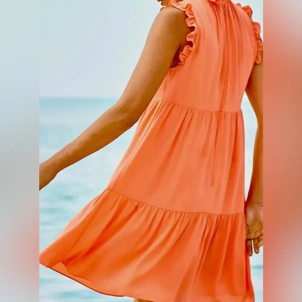Lilly Pulitzer Jazzy Tangelo Orange Tiered Ruffle Crepe Dress Size XS - Image 2