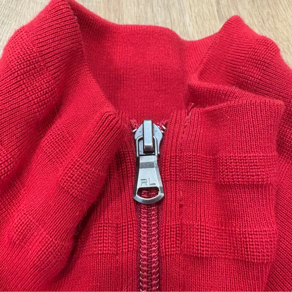 🌟RALPH LAUREN SPORT🌟 ZIP UP STAND COLLAR POLO LOGO SWEATSHIRT JACKET RED SZ XL - Image 3