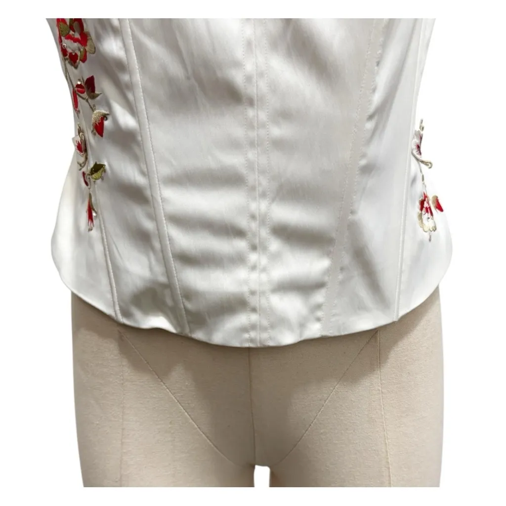 Vintage Lana Erica Mandalay Style Embellished Sleeveless Corset Top Size Large White - Image 6