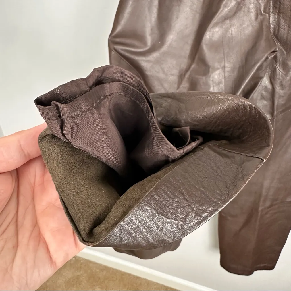 Vintage Madeline 100% Leather Brown Triple Pleated High Waist Trouser Size 4 US - Image 16