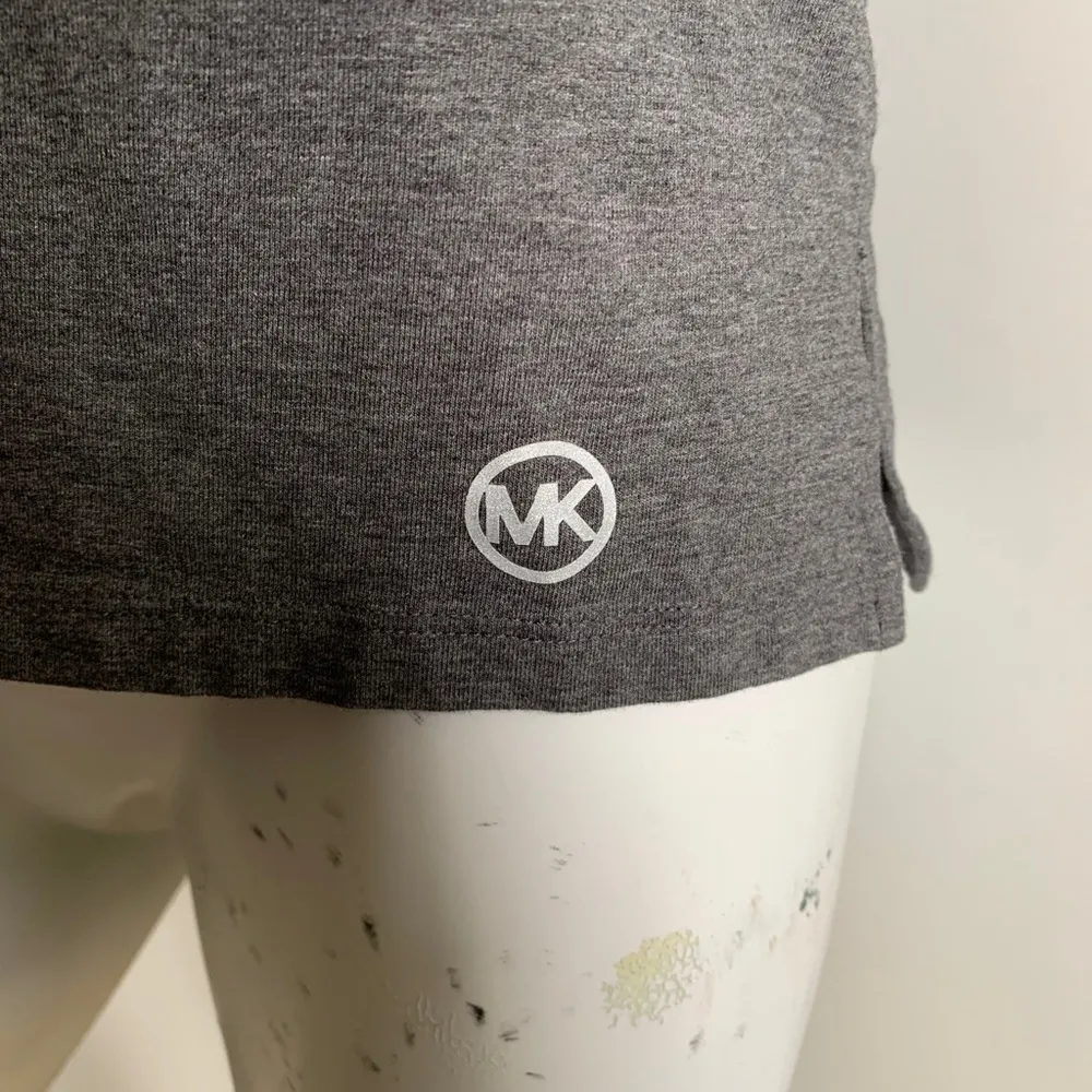 MICHAEL Michael Kors gray short sleeve tie-neck shirt - Image 4