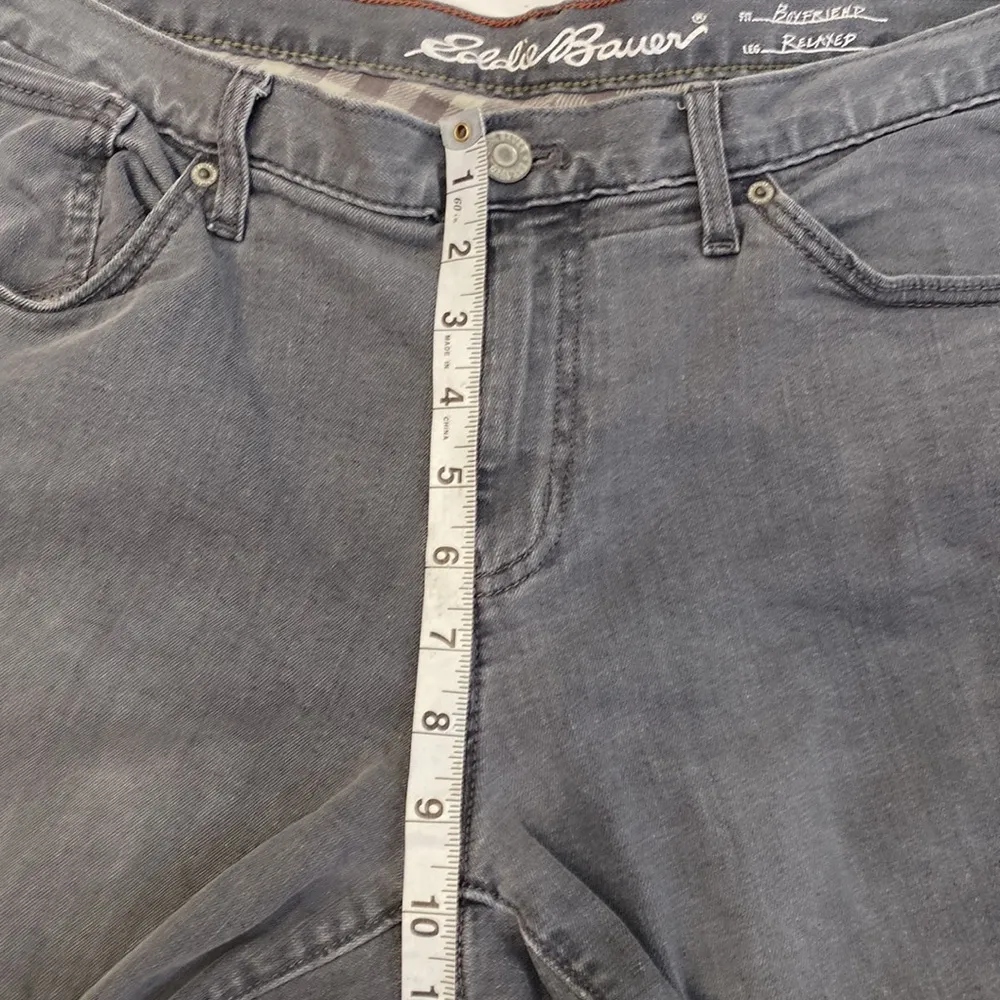 Eddie Bauer Boyfriend Relaxed Leg Flannel Lined Gray Jeans EUC Sz 12 Women’s - Image 10