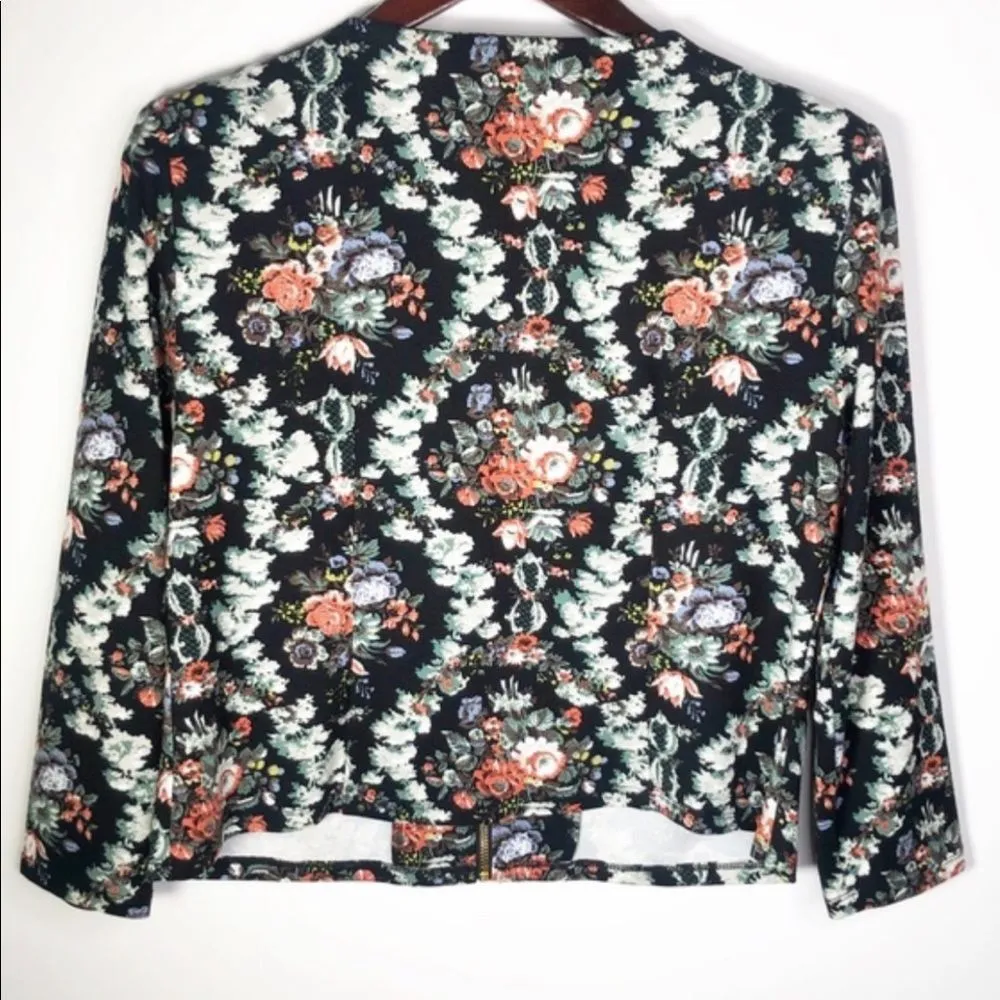 Floral Philosophy Zip-front Floral Blazer/Jacket Medium - Image 2