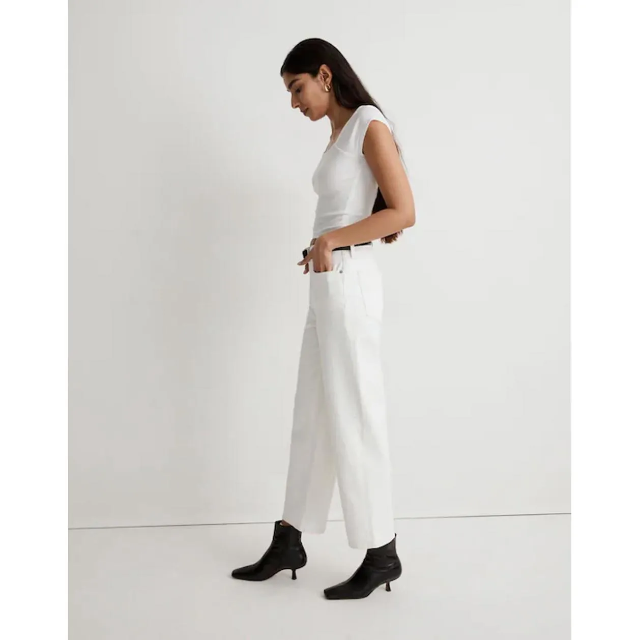 Madewell Perfect Vintage Wide-Leg Crop Jeans White 26P Petite NWT - Image 3
