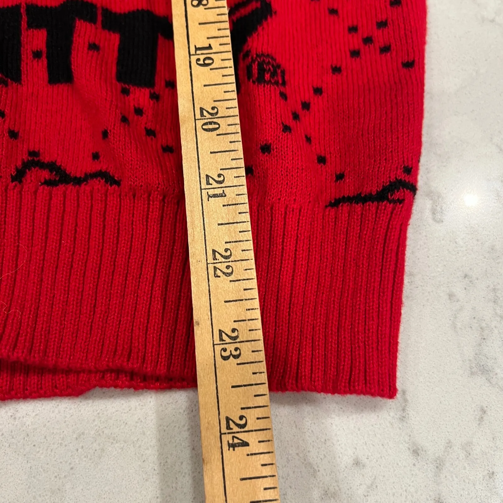 Hello Kitty Sweater Red‎ Bows Pattern Knit Graphic Top Small S Sanrio Red - Image 6