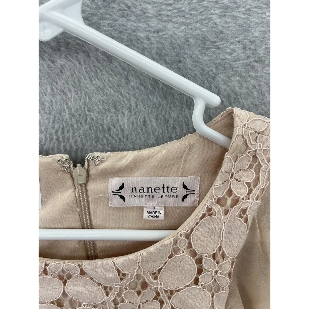 Nanette Lepore Women's Dress Pleated Size 2 Light Peach Lace Overlay Trim - Image 14