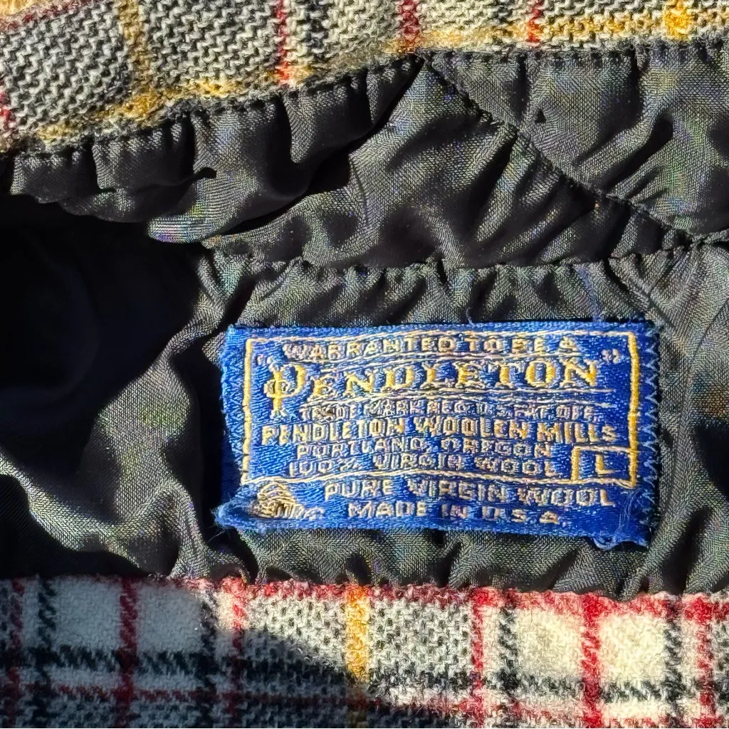 Pendleton Women’s 100% Virgin Wool Plaid Button Up Shirt 60-70s Large - Image 8