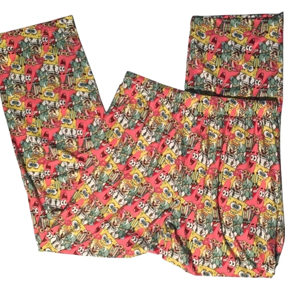 SpongeBob SquarePants Pajama Pants Lounge Sleepwear All Over Print Coral Medium Pink - Image 2